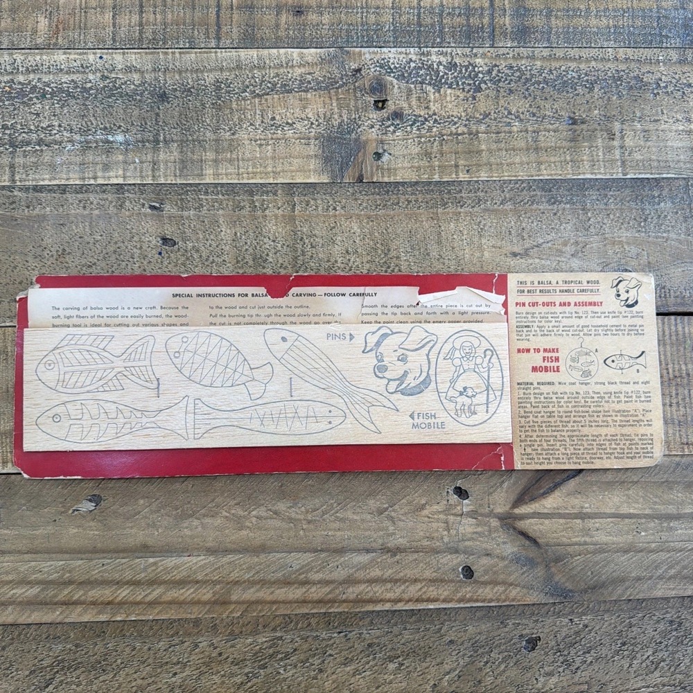 Vintage Ungar Wood Burning Baby Mobile DIY Balsa Wood Fish Mobile Project